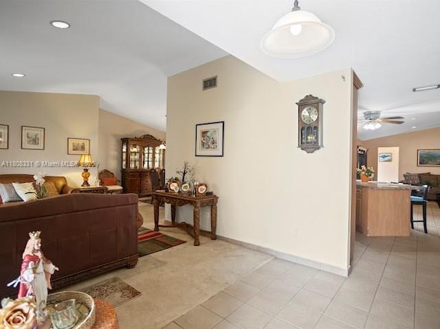 15824 Cotswold Ct, Davie, FL 33331 - hall featuring lofted ceiling, light tile patterned floors, baseboards, and recessed lighting