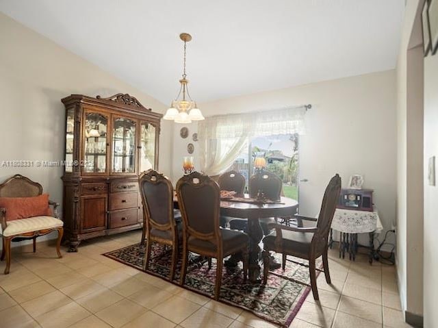 15824 Cotswold Ct, Davie, FL 33331 - dining room with a chandelier, lofted ceiling, and light tile patterned flooring