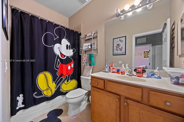 3427 W 89th Ter, Hialeah, FL 33018 - bathroom with tile patterned flooring, vanity, toilet, and shower / bath combo with shower curtain