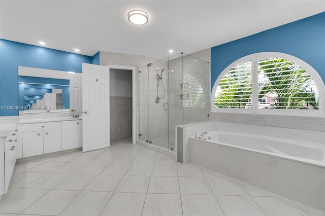 9192 Picot Ct, Boynton Beach, FL 33472 - bathroom with vanity, a bath, and a stall shower