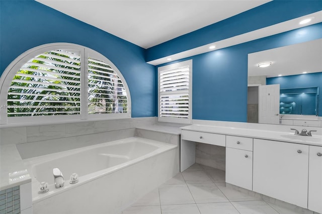 9192 Picot Ct, Boynton Beach, FL 33472 - full bath with a bath, vanity, and marble finish floors