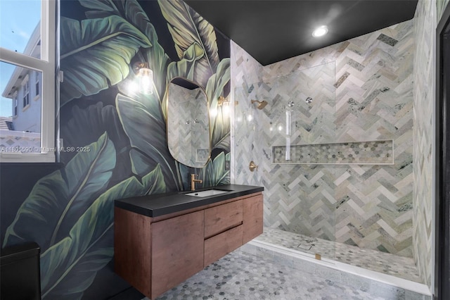 9192 Picot Ct, Boynton Beach, FL 33472 - full bath featuring vanity, tiled shower, and recessed lighting