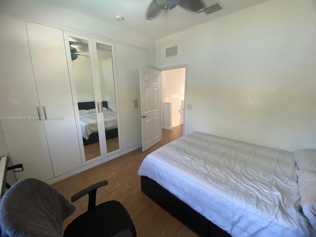 3406 W 88th St, Hialeah, FL 33018 - bedroom featuring wood finished floors and ceiling fan