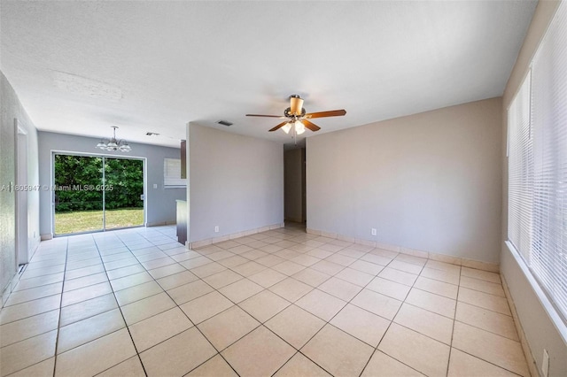 6871 SW 18th St, North Lauderdale, FL 33068 - spare room with a chandelier, ceiling fan, and light tile patterned floors