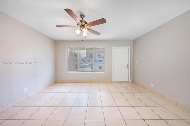 6871 SW 18th St, North Lauderdale, FL 33068 - spare room featuring ceiling fan, light tile patterned flooring, and baseboards