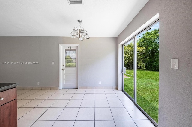6871 SW 18th St, North Lauderdale, FL 33068 - unfurnished dining area featuring a chandelier and light tile patterned floors