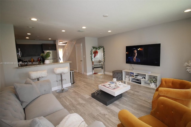 3045 SW 129th Way Unit 152, Miramar, FL 33027 - living area featuring recessed lighting, light wood-style floors, and baseboards