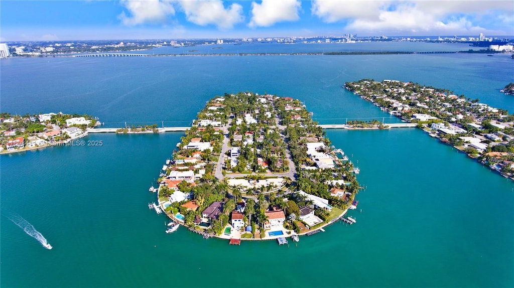 14 W San Marino Dr, Miami Beach, FL 33139 - aerial perspective of suburban area featuring a nearby body of water and a notable bridge