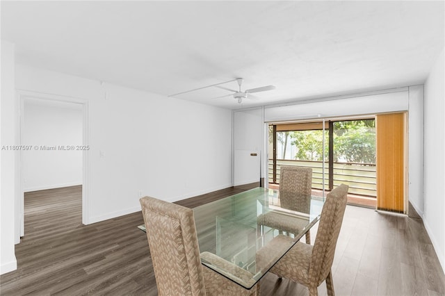 3591 Inverrary Dr Unit 203, Lauderhill, FL 33319 - dining space with wood finished floors, a ceiling fan, and baseboards