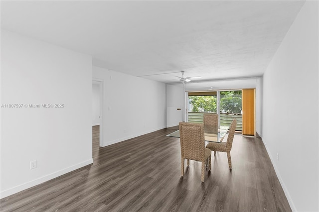 3591 Inverrary Dr Unit 203, Lauderhill, FL 33319 - unfurnished dining area with ceiling fan, wood finished floors, and baseboards