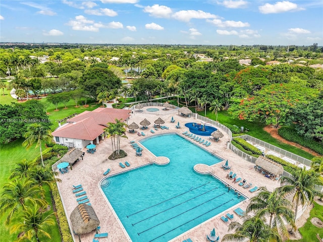 3945 Heron Ridge Ln, Weston, FL 33331 - aerial view of a pool and a tree filled landscape