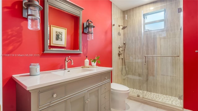 3945 Heron Ridge Ln, Weston, FL 33331 - full bathroom with toilet, a shower stall, vanity, and tile patterned floors
