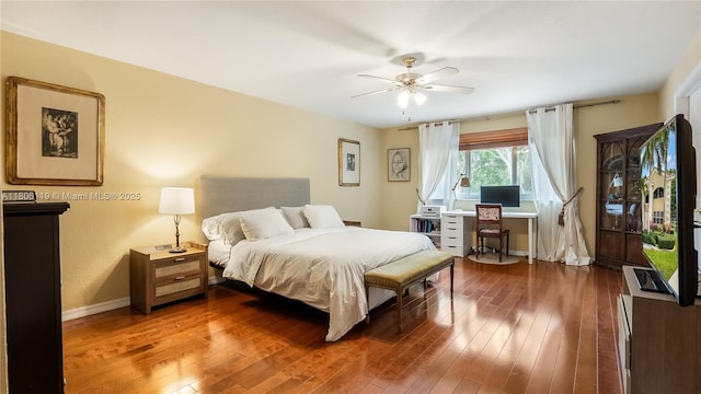 3945 Heron Ridge Ln, Weston, FL 33331 - bedroom with hardwood / wood-style floors, baseboards, and ceiling fan