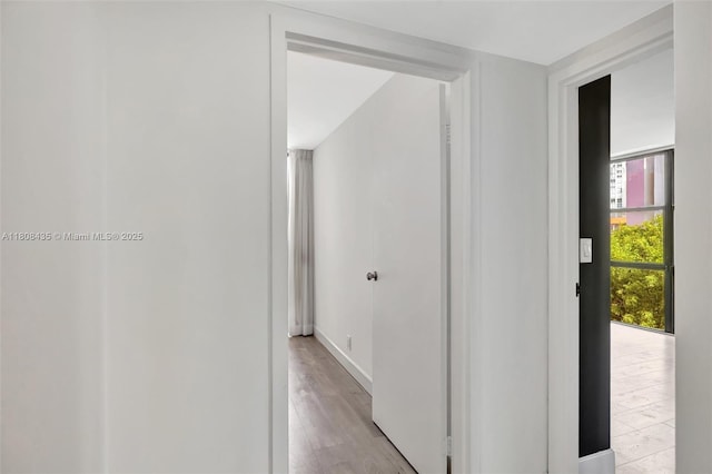16919 N Bay Rd Unit 521, Sunny Isles Beach, FL 33160 - corridor with baseboards and light wood-style floors