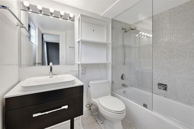 16919 N Bay Rd Unit 521, Sunny Isles Beach, FL 33160 - bathroom with toilet, vanity, shower / tub combination, and tile patterned flooring