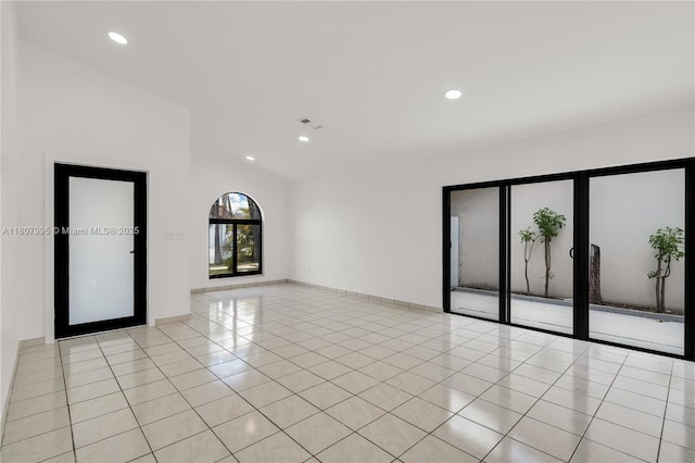 14234 SW 49th St, Miami, FL 33175 - spare room with recessed lighting, light tile patterned flooring, french doors, and baseboards