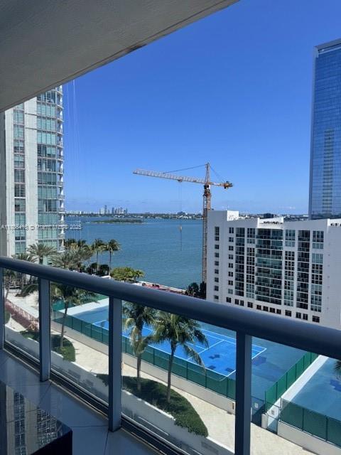 480 NE 30th St Unit 1405, Miami, FL 33137 - balcony with a water view and a city view