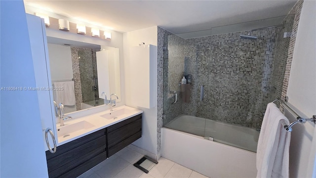 480 NE 30th St Unit 1405, Miami, FL 33137 - bathroom featuring tile patterned flooring, shower / bath combination with glass door, and double vanity