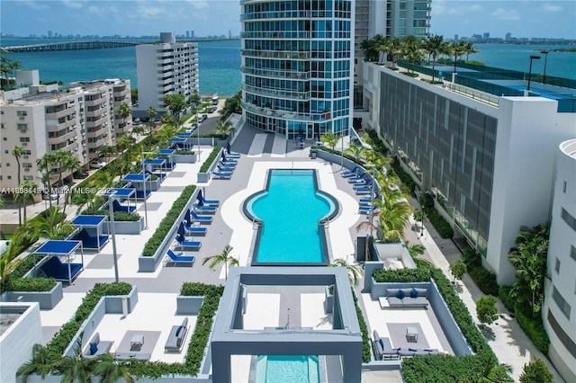 480 NE 30th St Unit 1405, Miami, FL 33137 - view of urban area with a pool area and a nearby body of water