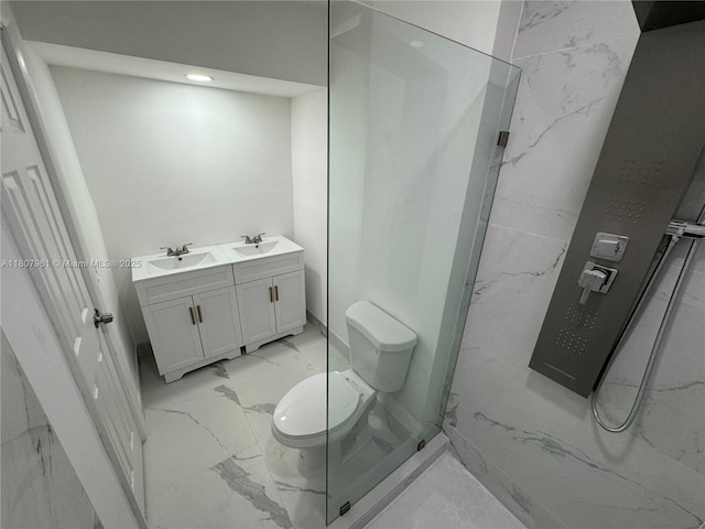 630 Layne Blvd Unit 211, Hallandale Beach, FL 33009 - full bathroom with marble finish flooring, double vanity, and a marble finish shower