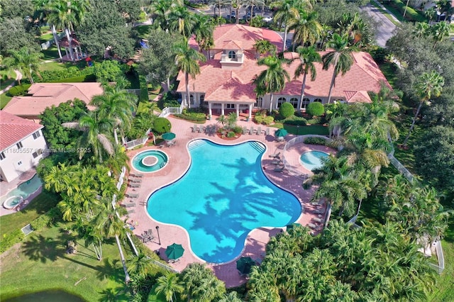 1874 NW 74th Way, Pembroke Pines, FL 33024 - aerial view of property and surrounding area featuring a pool
