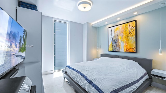 185 SW 7th St Unit 2911, Miami, FL 33130 - bedroom featuring recessed lighting, light tile patterned flooring, and a closet