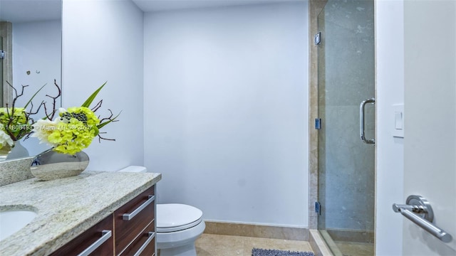 185 SW 7th St Unit 2911, Miami, FL 33130 - bathroom with vanity, a shower stall, and tile patterned floors