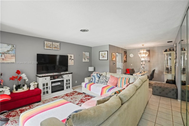 5390 SW 10th Ct, Margate, FL 33068 - tiled living room featuring a chandelier
