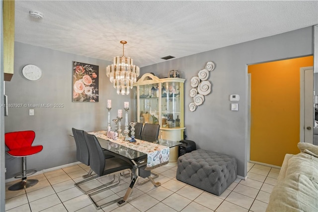 5390 SW 10th Ct, Margate, FL 33068 - tiled dining space featuring a chandelier and a textured ceiling