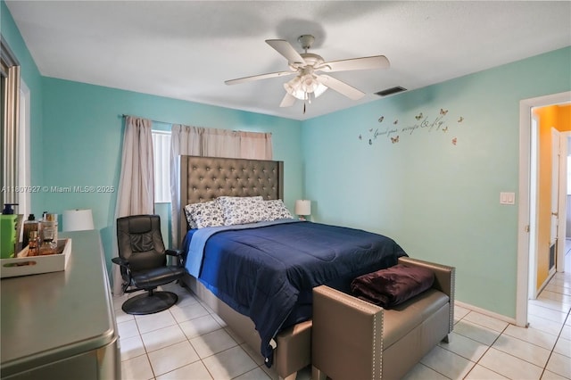 5390 SW 10th Ct, Margate, FL 33068 - bedroom featuring light tile patterned floors, a ceiling fan, and baseboards
