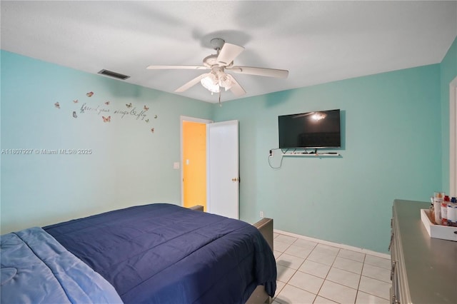 5390 SW 10th Ct, Margate, FL 33068 - bedroom featuring light tile patterned flooring, ceiling fan, and baseboards