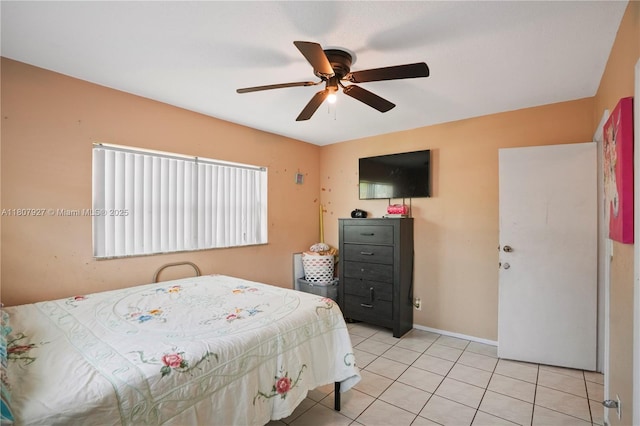 5390 SW 10th Ct, Margate, FL 33068 - bedroom featuring light tile patterned floors, a ceiling fan, and baseboards