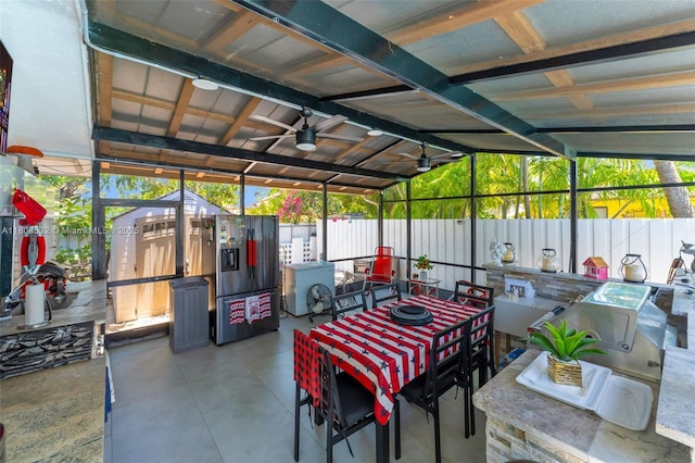 9304 SW 166th Ter, Palmetto Bay, FL 33157 - sunroom featuring a ceiling fan, vaulted ceiling, and an outdoor living space