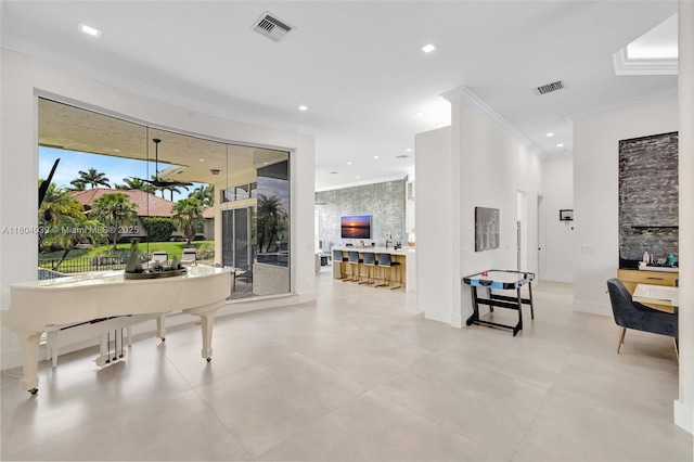 10881 Hawks Vista St, Plantation, FL 33324 - living area featuring crown molding, recessed lighting, and baseboards