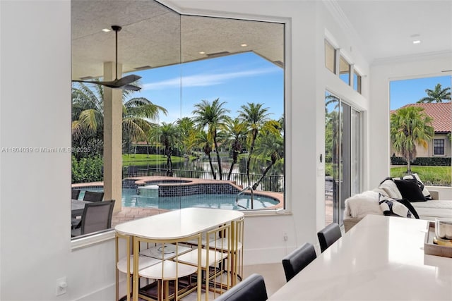 10881 Hawks Vista St, Plantation, FL 33324 - dining space with crown molding and recessed lighting