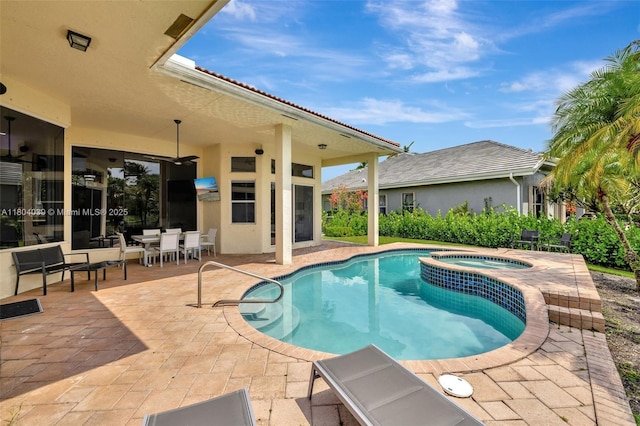 10881 Hawks Vista St, Plantation, FL 33324 - view of pool with a patio area, a pool with connected hot tub, and outdoor dining space