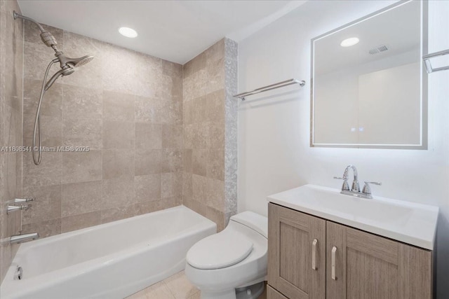 2127 Brickell Ave Unit 2302, Miami, FL 33129 - bathroom with toilet, shower / washtub combination, vanity, and recessed lighting