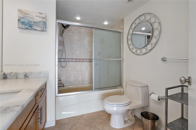 2841 N Ocean Blvd Unit 1105, Fort Lauderdale, FL 33308 - full bathroom with toilet, tile patterned flooring, vanity, bath / shower combo with glass door, and recessed lighting