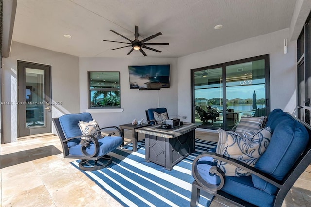 8575 Baypoint Cir, Parkland, FL 33076 - living room with ceiling fan and recessed lighting