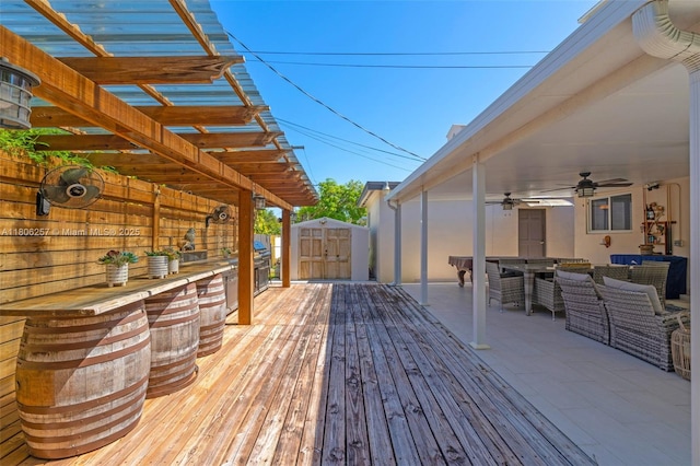 1901 SW 37th Ave, Miami, FL 33145 - wooden deck with a ceiling fan and outdoor dining space