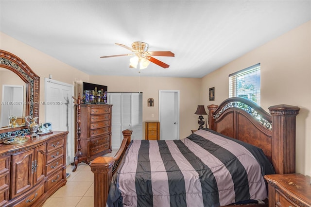 1901 SW 37th Ave, Miami, FL 33145 - bedroom with light tile patterned floors and a ceiling fan