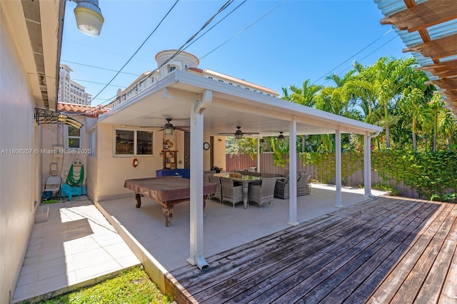 1901 SW 37th Ave, Miami, FL 33145 - wooden deck with ceiling fan and outdoor dining space