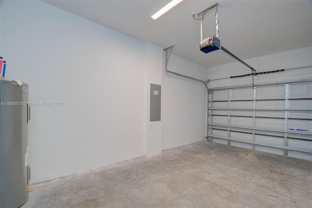 921 Winters St E, Lehigh Acres, FL 33974 - garage featuring electric panel, electric water heater, and a garage door opener