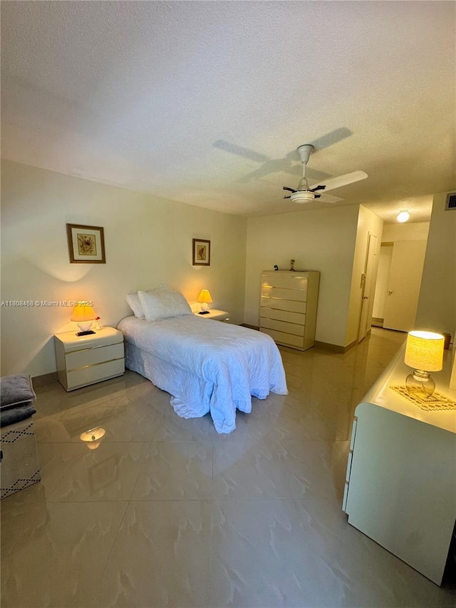 700 NE 14th Ave Unit 204, Hallandale Beach, FL 33009 - bedroom with a textured ceiling and a ceiling fan