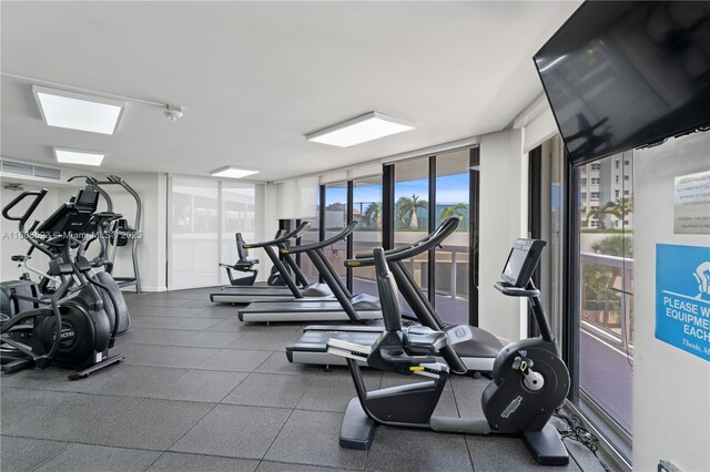 20185 E Country Club Dr Unit 505, Aventura, FL 33180 - exercise room featuring expansive windows
