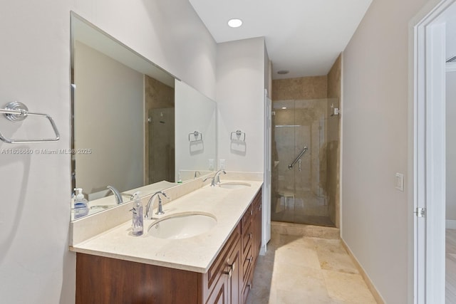 2922 Catalina St Unit 2922, Miami, FL 33133 - full bath featuring double vanity, a shower stall, and baseboards