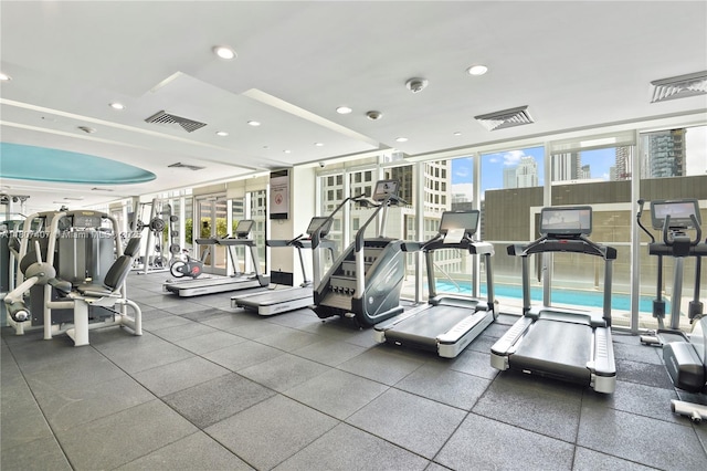 500 Brickell Ave Unit 3103, Miami, FL 33131 - workout area with recessed lighting