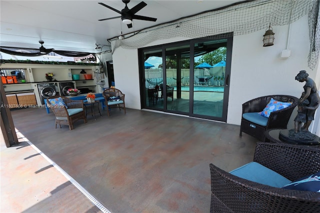 16401 SW 141st Ave, Miami, FL 33177 - view of patio with ceiling fan, washer and dryer, and outdoor dining area