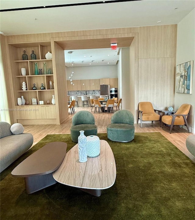90 SW 3rd St Unit 1208, Miami, FL 33130 - living area featuring wood finished floors and built in shelves