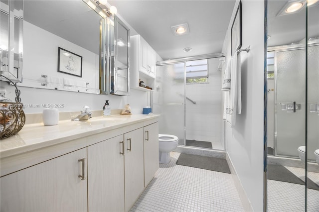2504 Antigua Ter Unit O3, Coconut Creek, FL 33066 - full bath featuring toilet, vanity, a stall shower, and tile patterned flooring